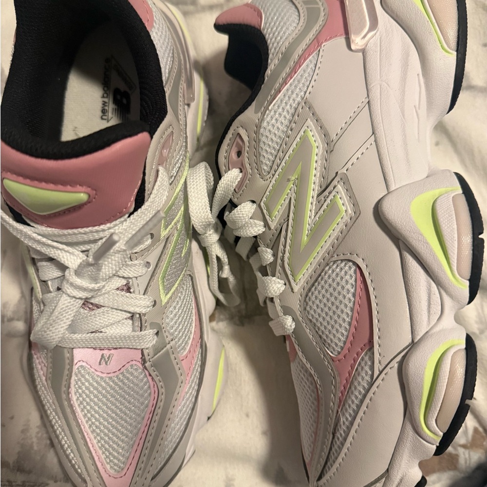 New Balance Women's White, Pink, and Lime Sneakers